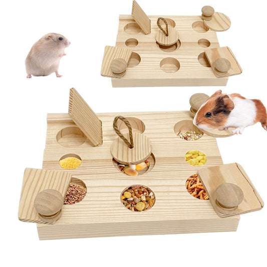 Guinea Pig Foraging Puzzle Toy — 6-in-1 Wooden Enrichment Treat Dispenser