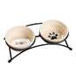 Elevated Ceramic Pet Bowl Set with Iron Stand | Food & Water Feeder for Cats & Small Dogs
