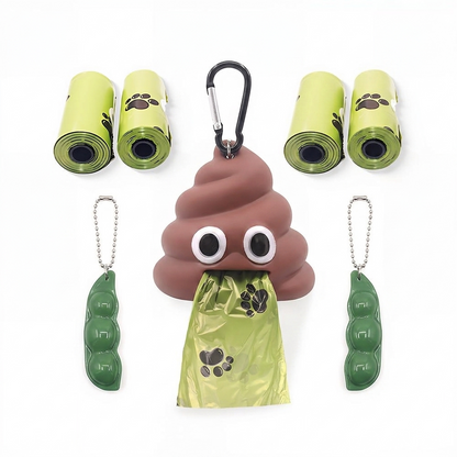 Funny Dog Poop Bag Holder with Clip | Portable Waste Bag Dispenser with 30 Bags