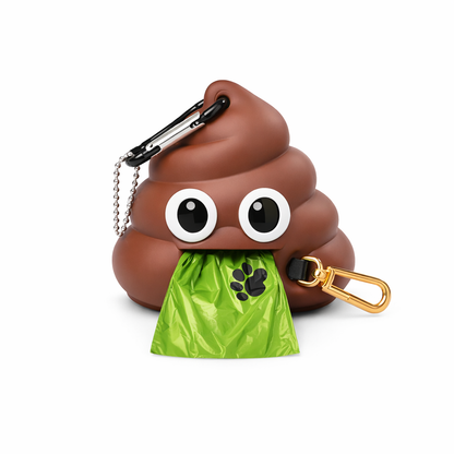 Funny Dog Poop Bag Holder with Clip | Portable Waste Bag Dispenser with 30 Bags