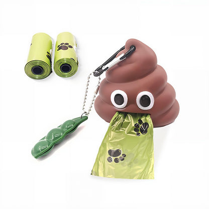 Funny Dog Poop Bag Holder with Clip | Portable Waste Bag Dispenser with 30 Bags